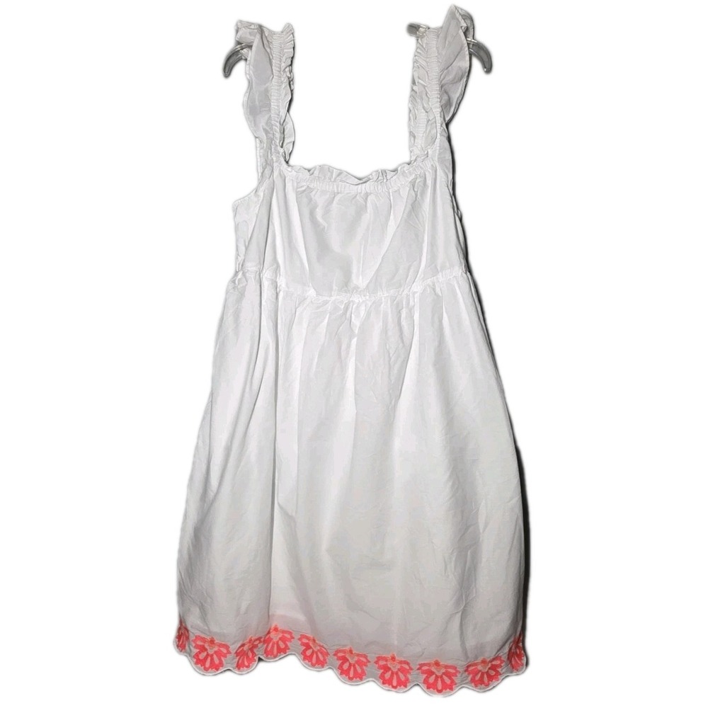 J.Crew Womens Size 16 Flutter Sleeves Mini Dress Neon Embroidered Trim Beach - Picture 1 of 8
